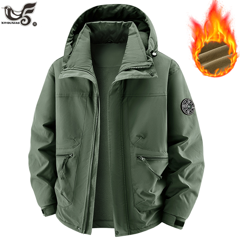 Varsity Jacket Wool - Men Parkas Thick Warm Hooded Coat