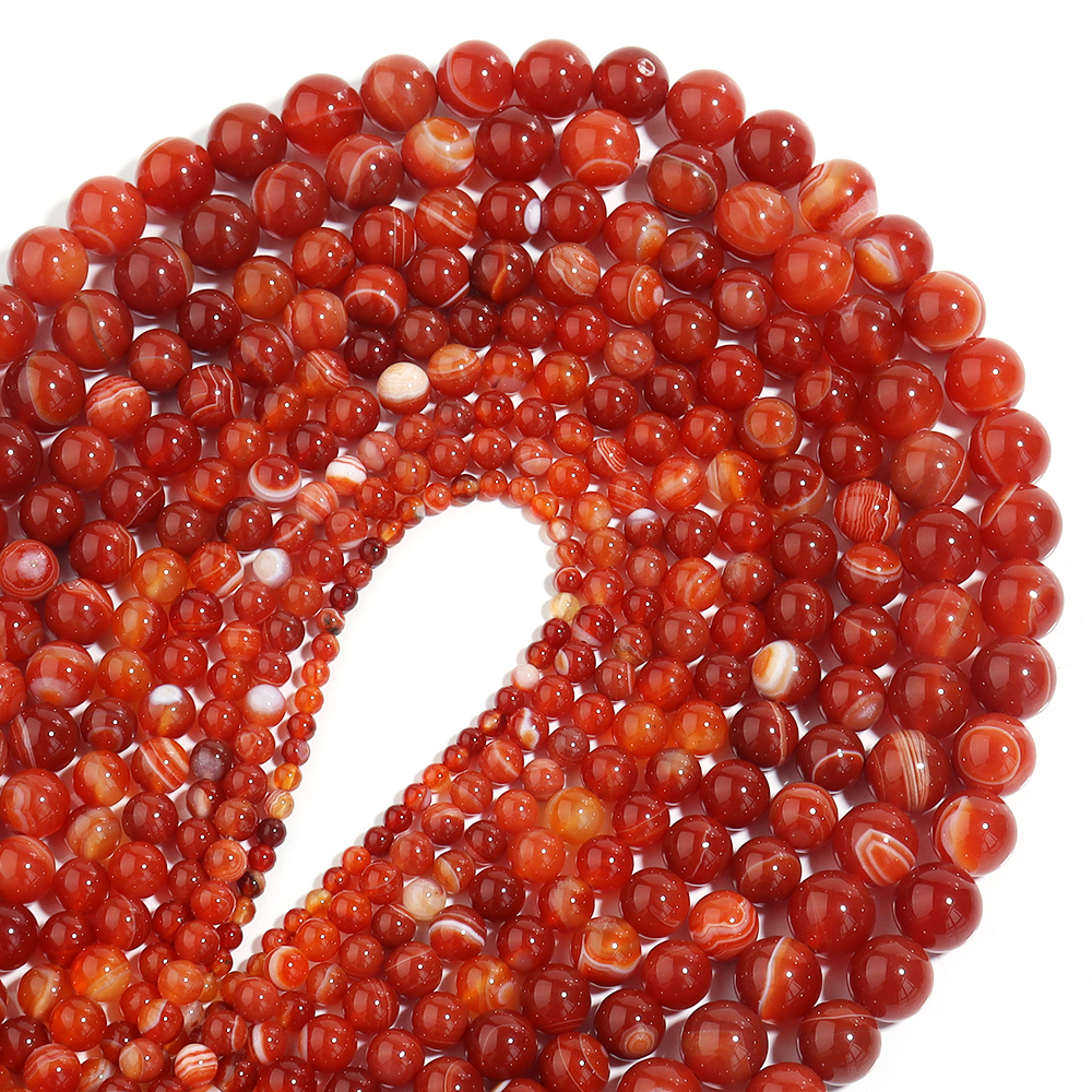 Vintage Fashion Accessories - 1 Strand Red Striped Agate Natural