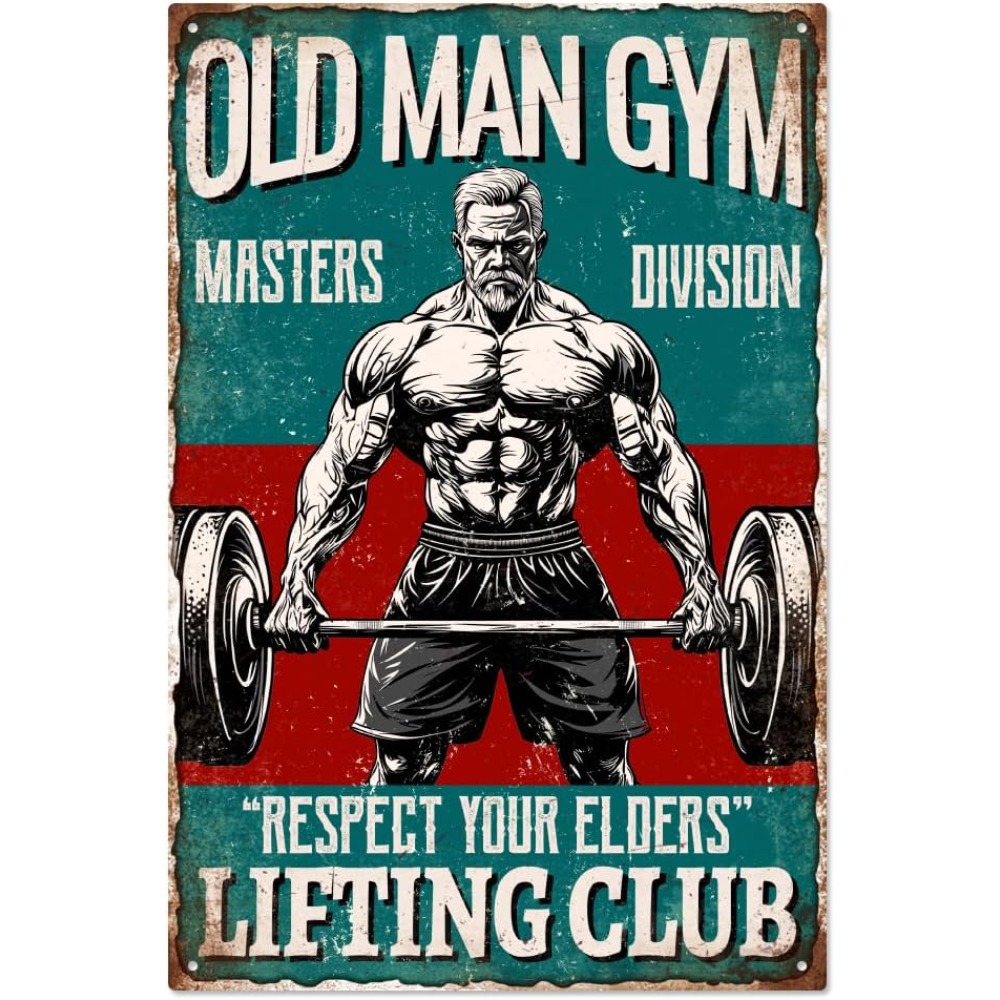 Vintage Fashion Plates - Vintage Old Man Gym Metal Tin
