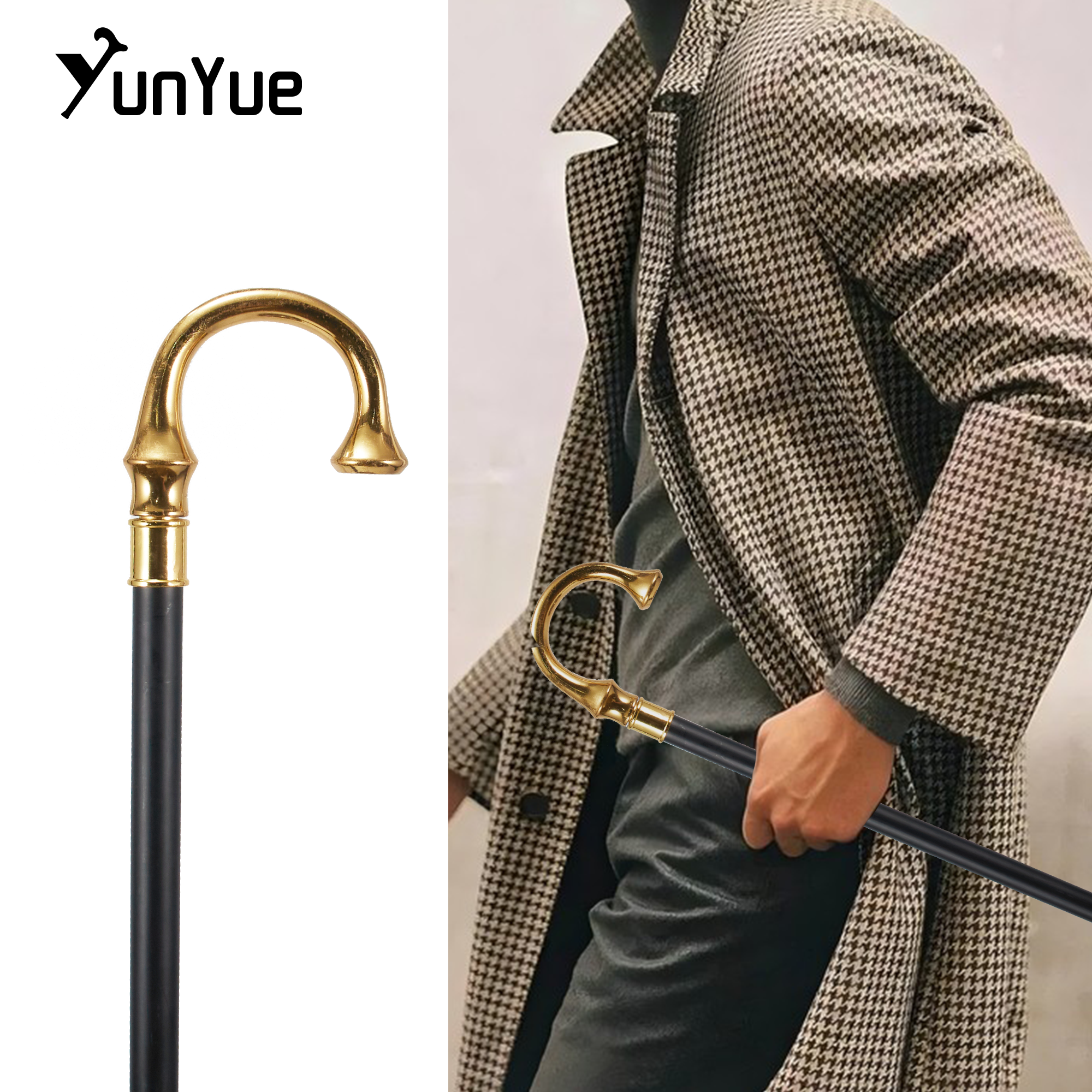 Vintage Fashion Collection - Gold Umbrella Handle Fashion Walking Stick