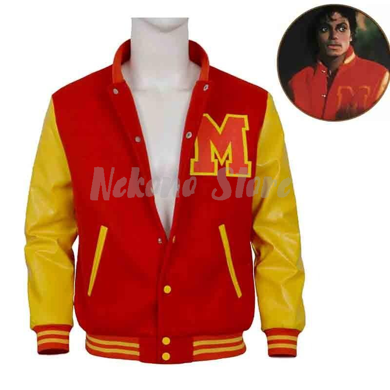 Varsity Jacket Wool - Michael Jackson Classic Retro Jacket Red