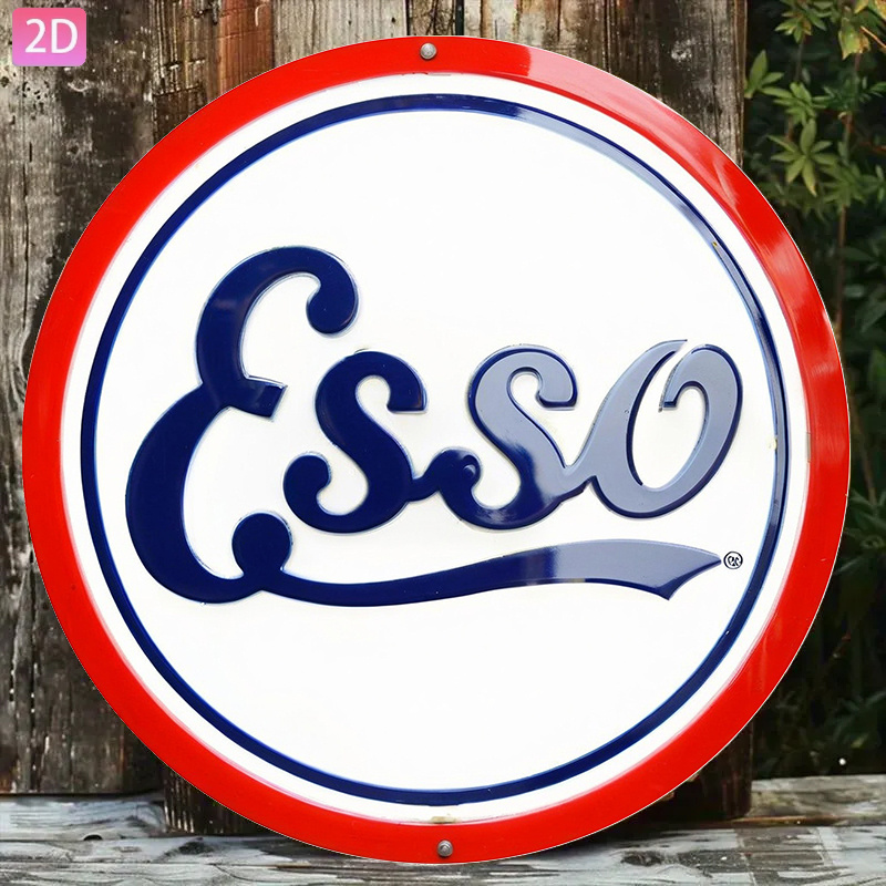 Vintage Fashion Plates - 2D Flat, Vintage Esso Pump Sign
