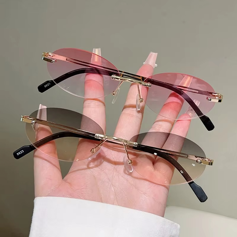 Rimless Oval Sunglasses Pink G – обзор и цена Vintage Fashion Definition