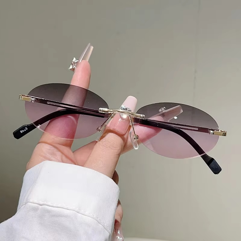 Rimless Oval Sunglasses Pink G – обзор и цена Vintage Fashion Definition