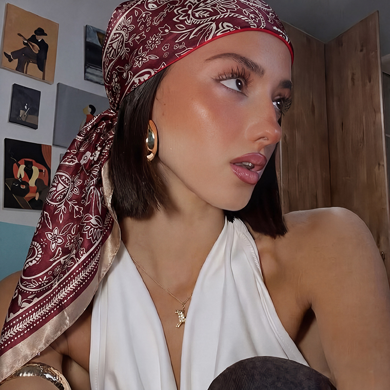 Vintage Satin Square Scarf Wom – обзор и цена Vintage Fashion Hijab
