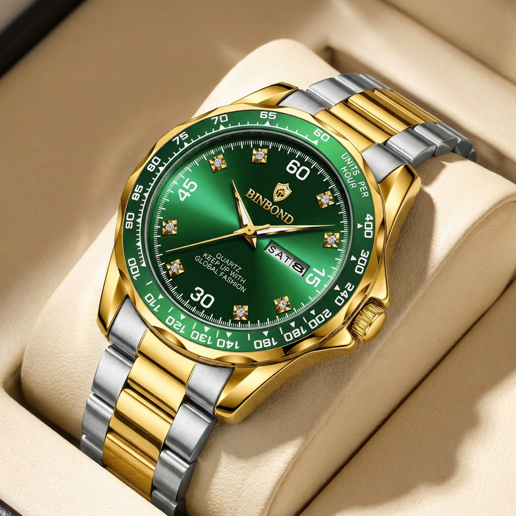 1pcs men watch green dial doub – обзор и цена Vintage Fashion Week