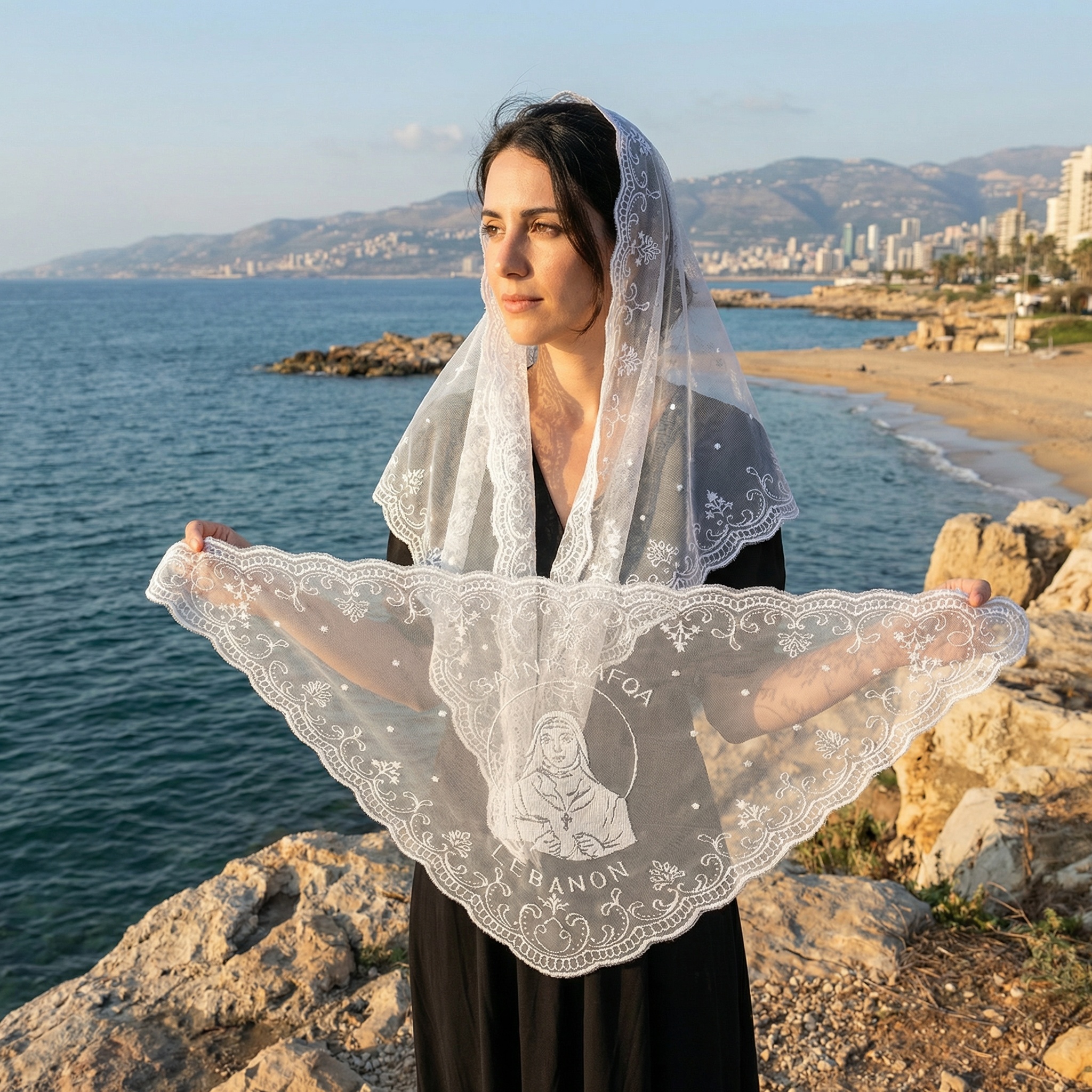 Saint Rafqa Black White Lace T – обзор и цена Vintage Fashion Hijab